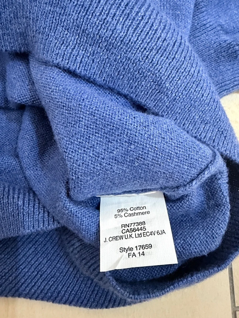J.Crew Cotton Cashmere Crewneck Sweater Blue Men’s Small NWT